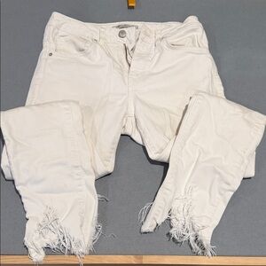 Mavi Women's White Frayed Ankle Jeans